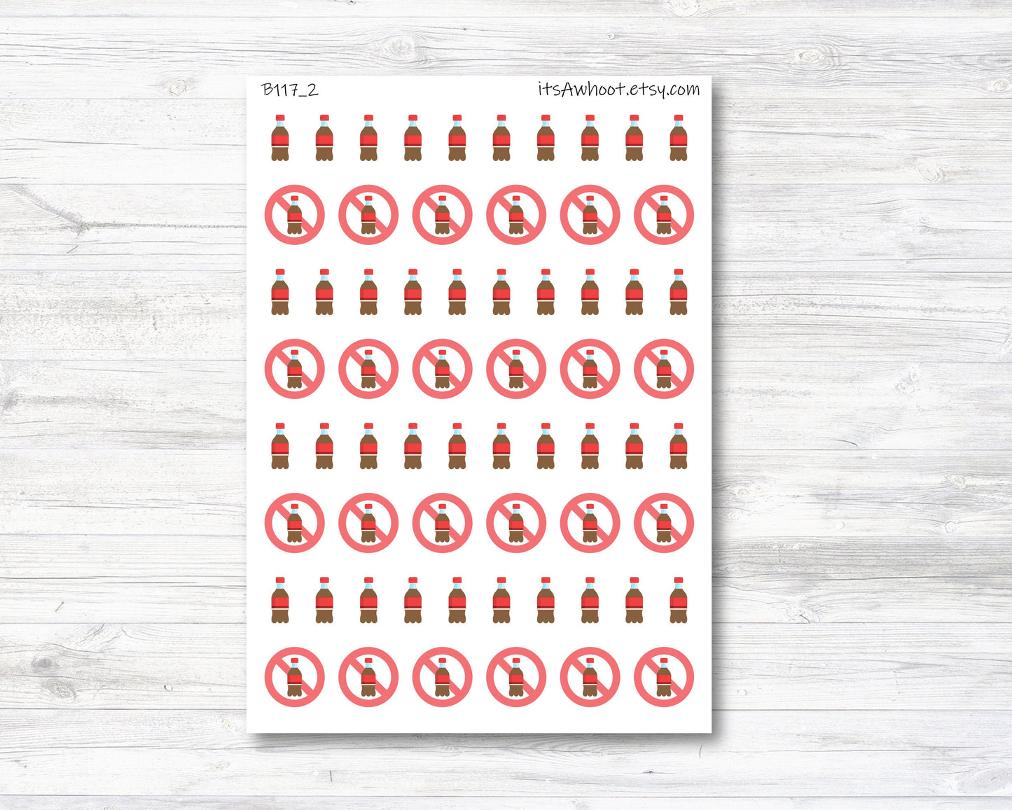 Soda Bottle Stickers, No Soda Planner Stickers, No Soda Sticker, Coke Bottle Stickers (B117_2)