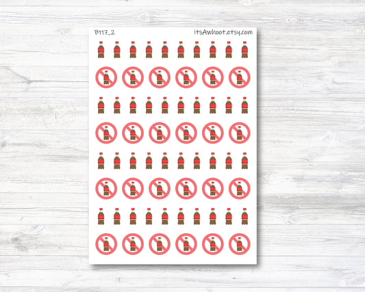 Soda Bottle Stickers, No Soda Planner Stickers, No Soda Sticker, Coke Bottle Stickers (B117_2)