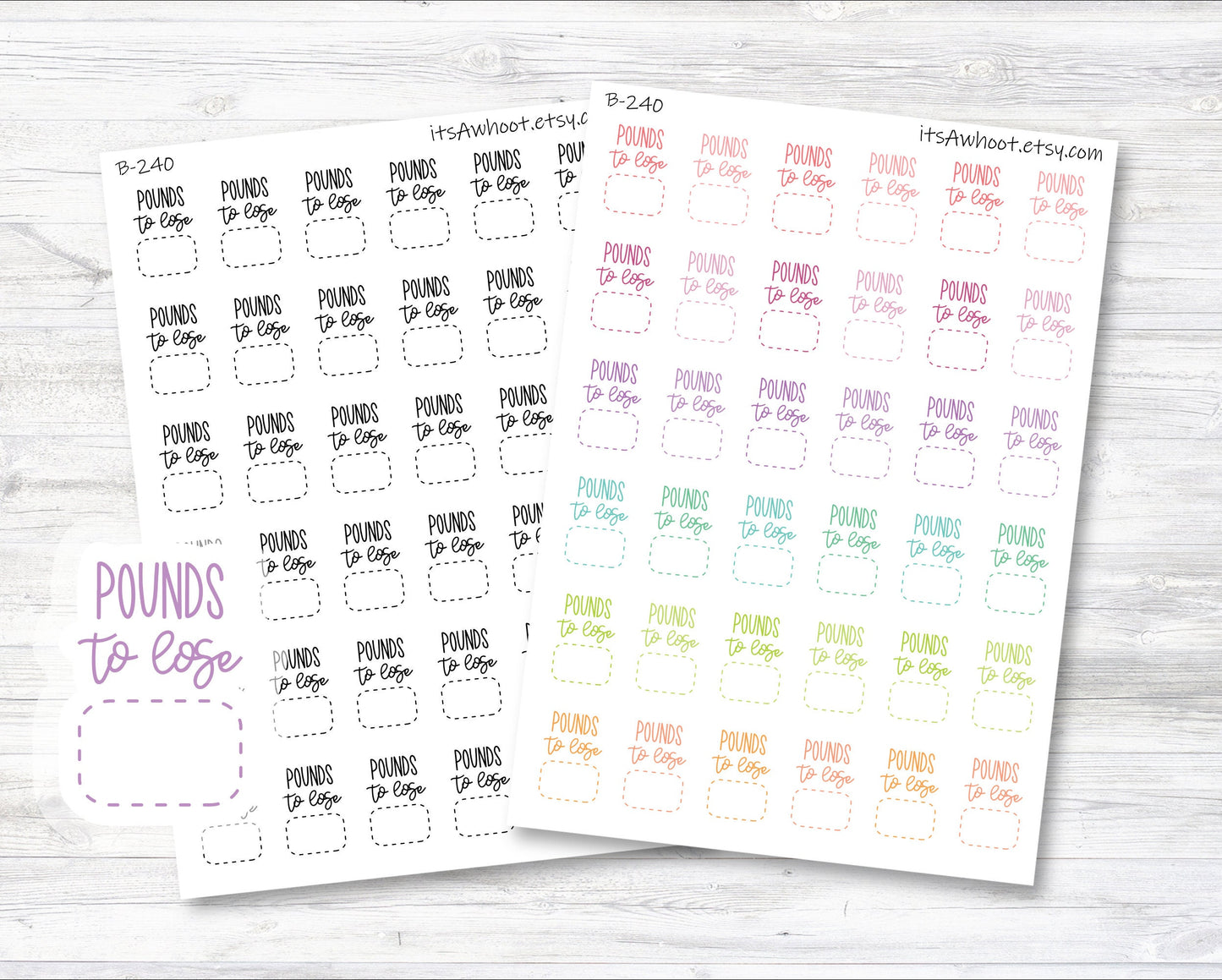 Pounds To Lose Stickers, Pounds To Lose Planner Stickers (B240)