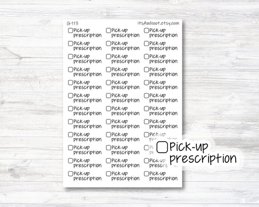 Pick-up Prescription Script Stickers, Pick-up Prescription Planner Stickers (G113)