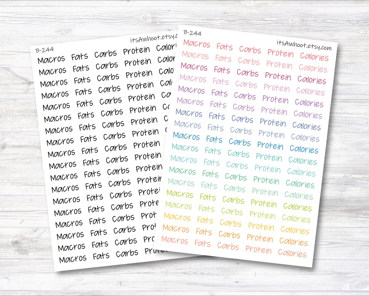 Macro Tracking Stickers, Macros Planner Stickers (B244)