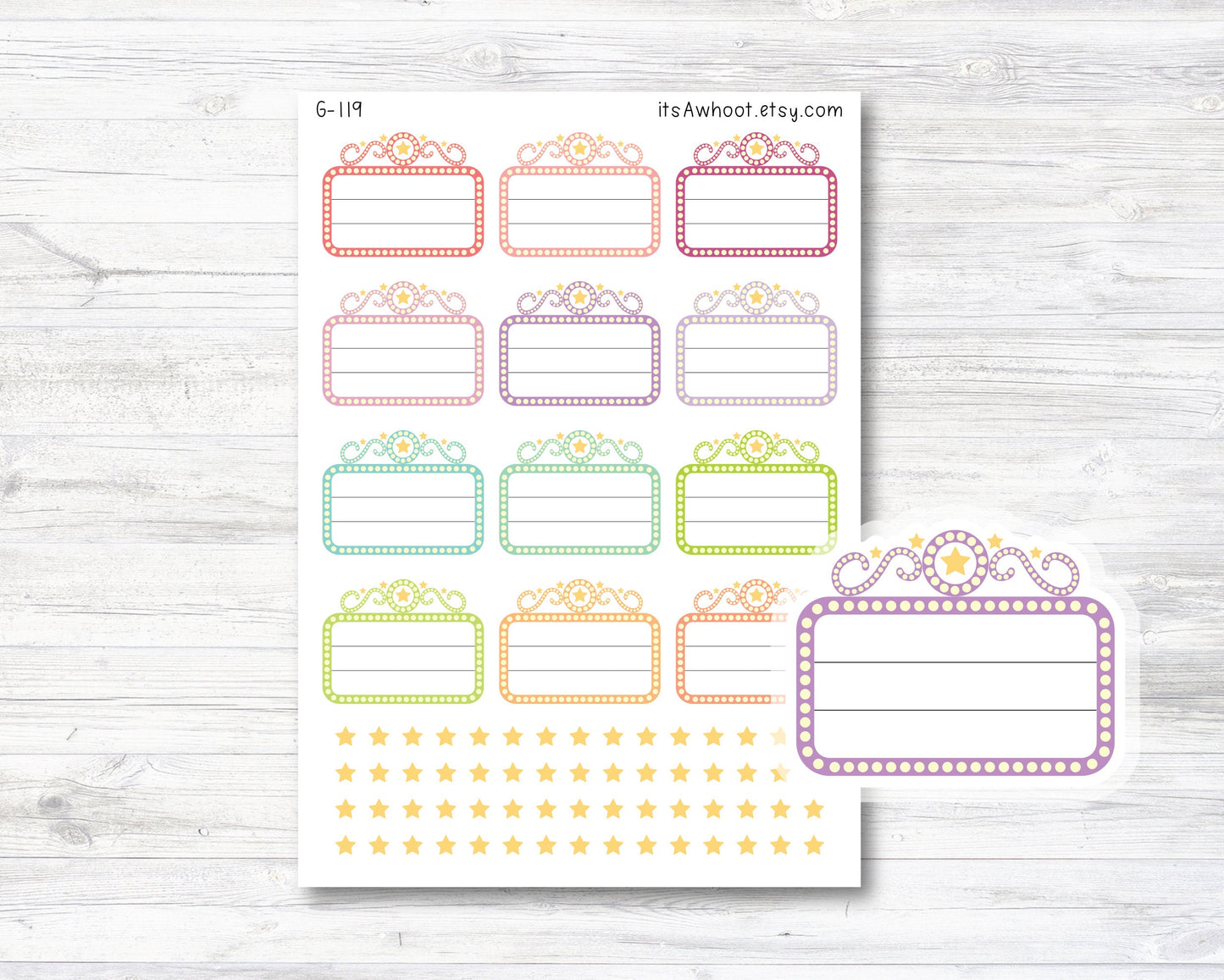 Marquee Sign Planner Sticker, Movie Marquee Stickers (G119)