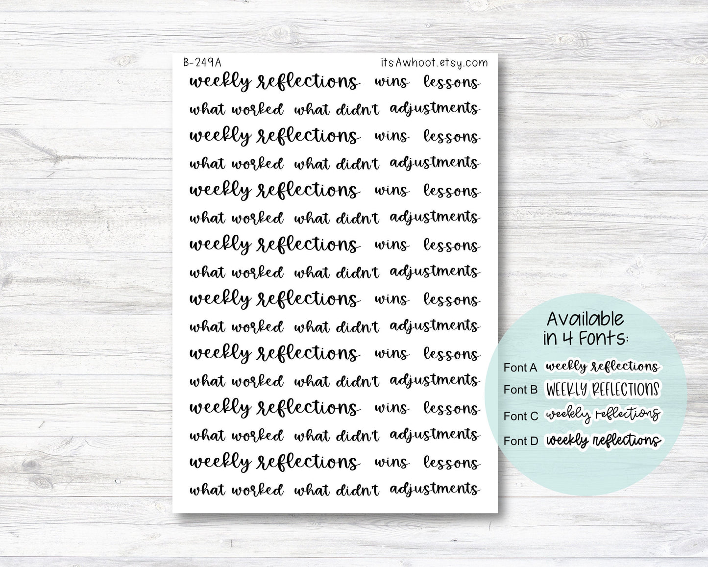 Weekly Reflections Stickers, Weekly Reflections Script Planner Stickers (B249)