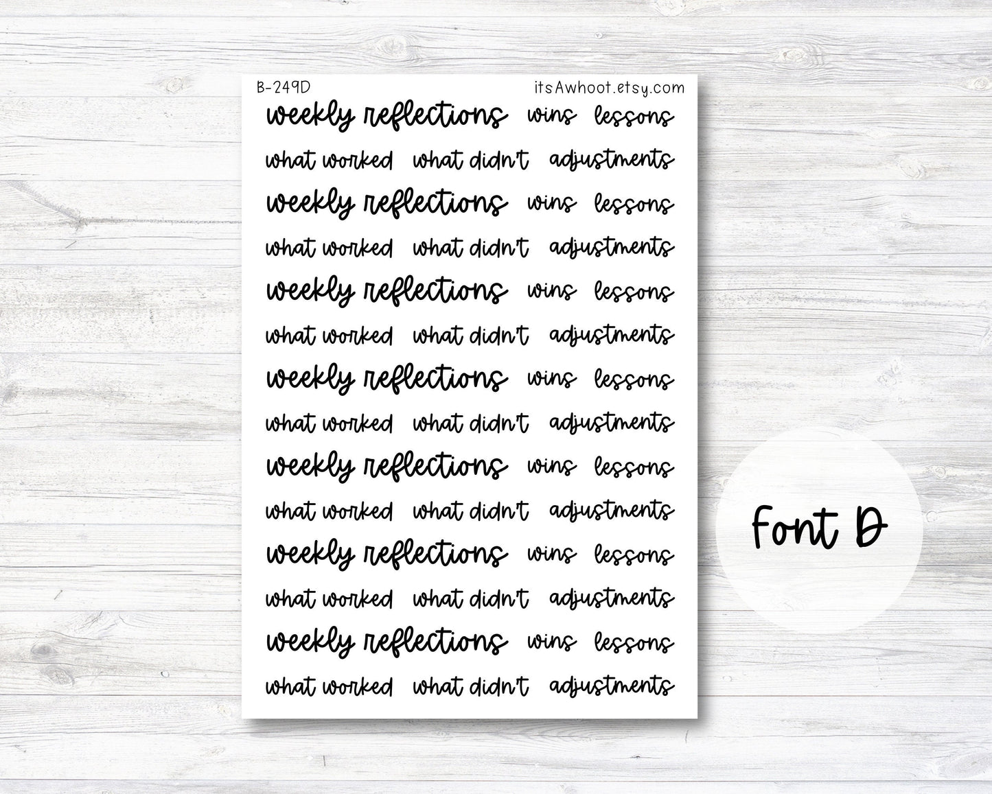 Weekly Reflections Stickers, Weekly Reflections Script Planner Stickers (B249)