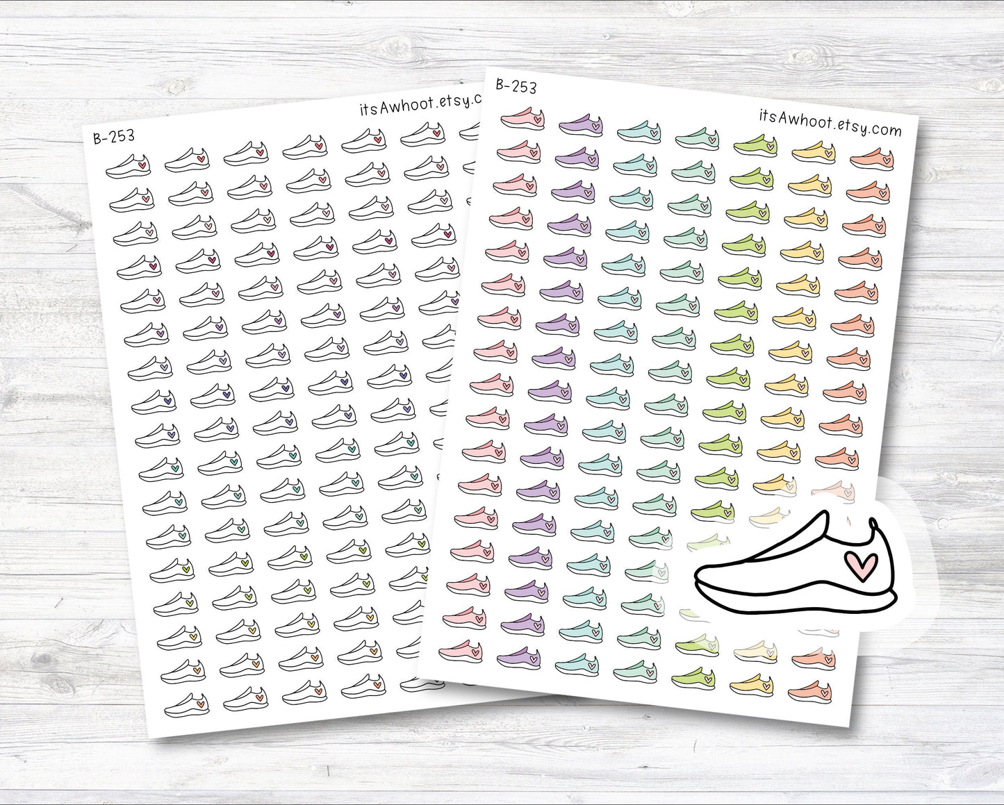 Running / Walking Shoes Planner Stickers, Doodle Shoes Stickers (B253)