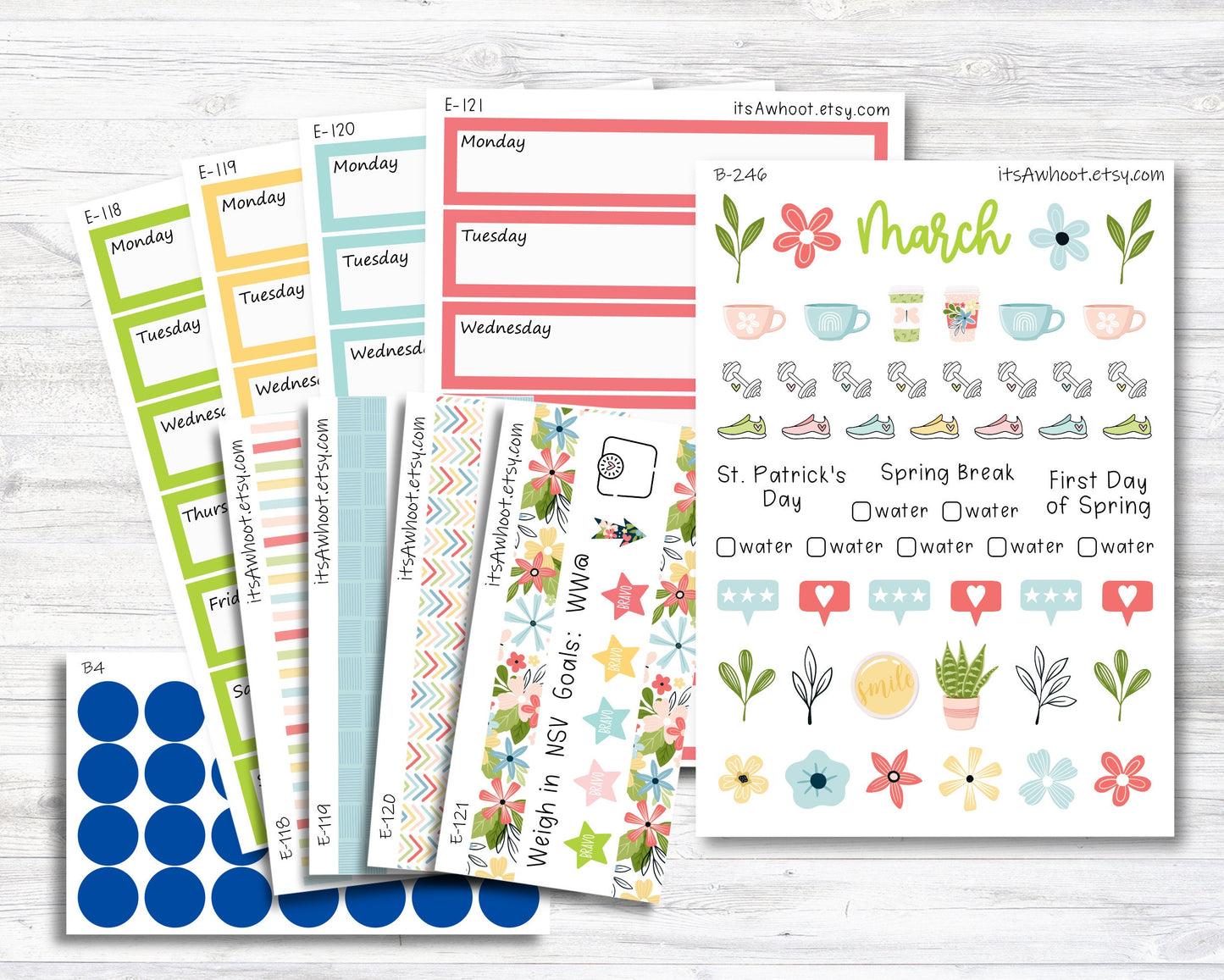 March Kit, Weight Loss Planner Stickers (B246-March3)