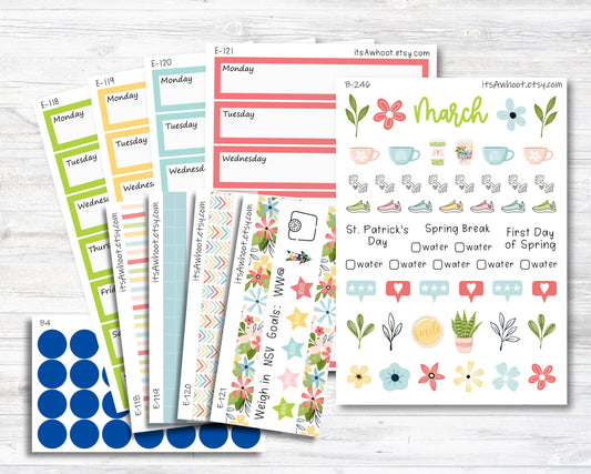 March Kit, Weight Loss Planner Stickers (B246-March3)