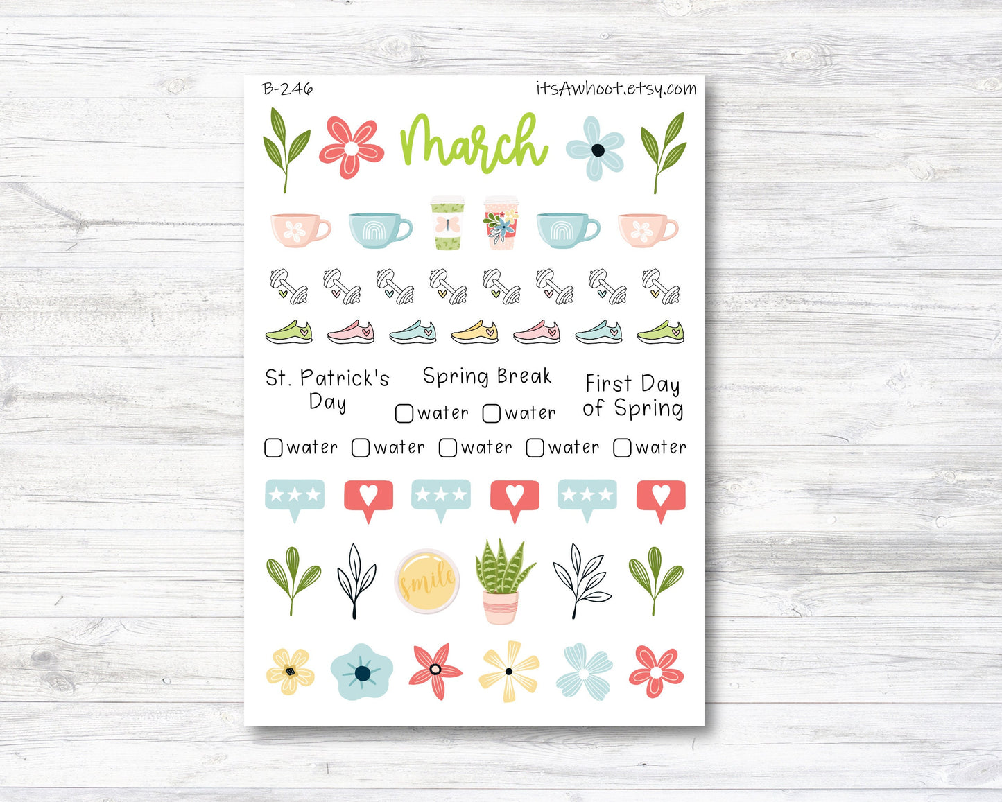 March Kit, Weight Loss Planner Stickers (B246-March3)