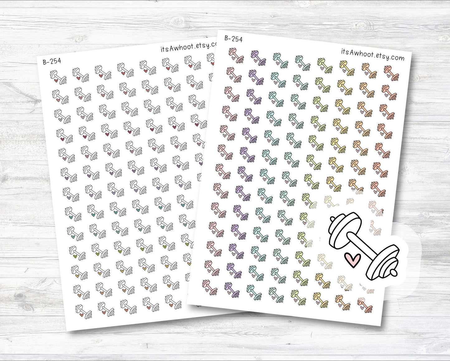 Weights / Dumbells Doodle Planner Stickers, Doodle Dumbbell Stickers (B254)