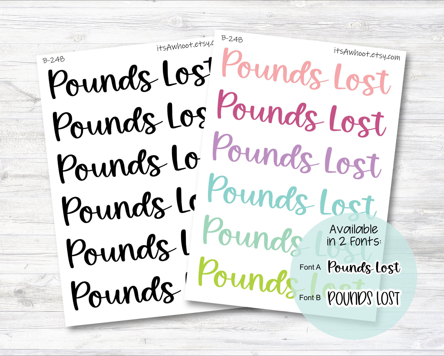 Pounds Lost Script Stickers, Pounds Lost Planner Stickers - Large (B248)