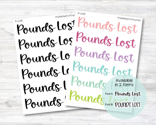 Pounds Lost Script Stickers, Pounds Lost Planner Stickers - Large (B248)