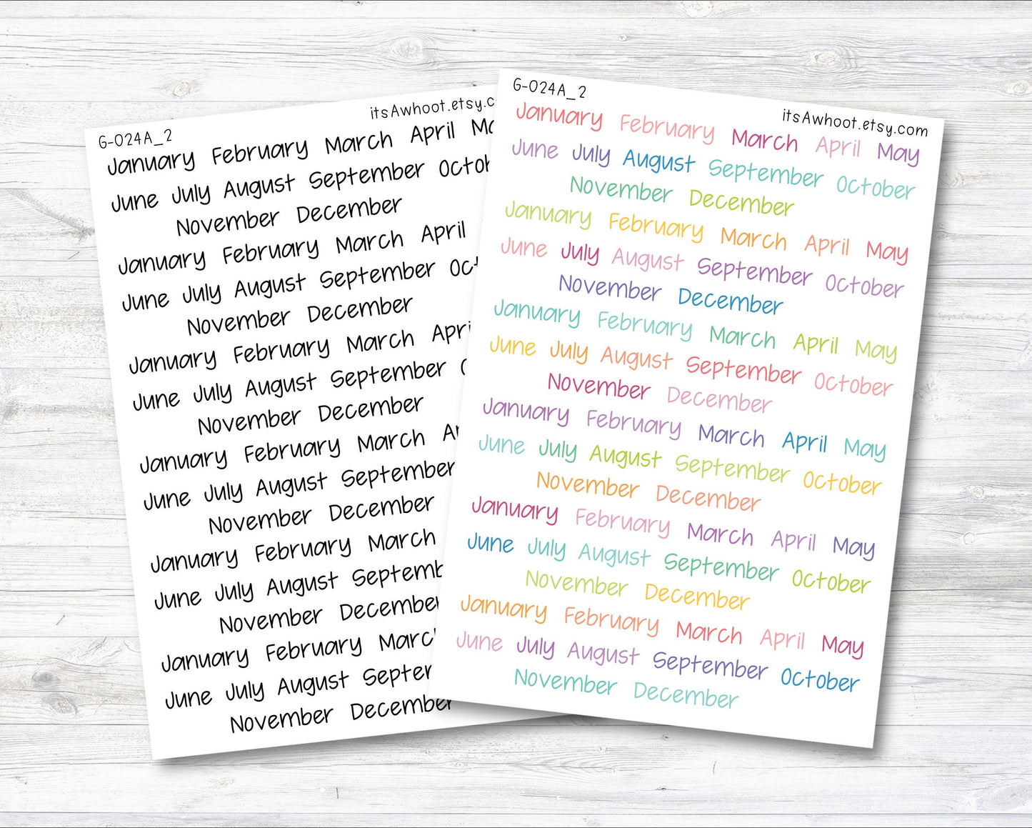 Month Script Planner Stickers - Small (G024A_2)
