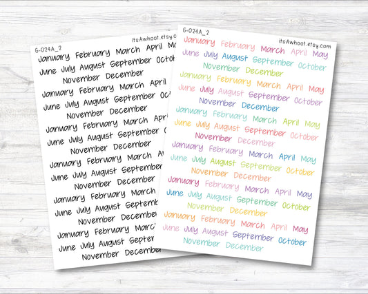 Month Script Planner Stickers - Small (G024A_2)