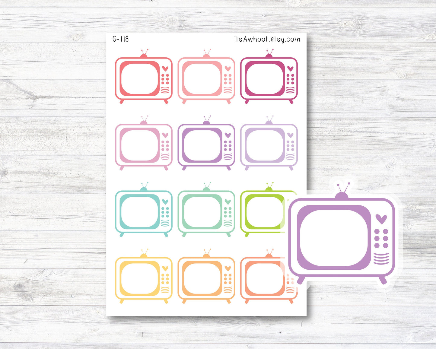 TV Planner Sticker, Retro TV Stickers (G118)