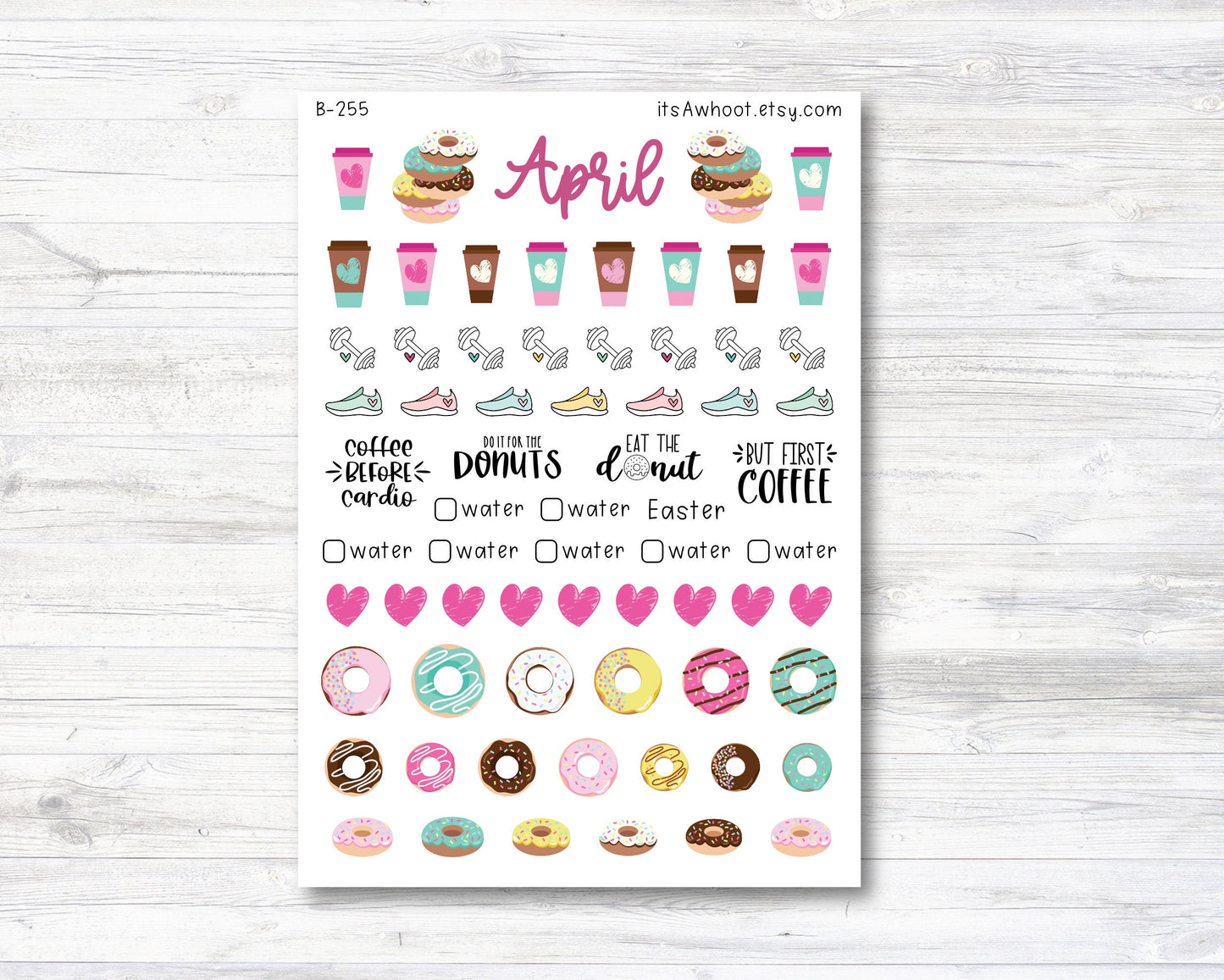 April Kit, Coffee Break, Weight Loss Planner Stickers (B255-April3)