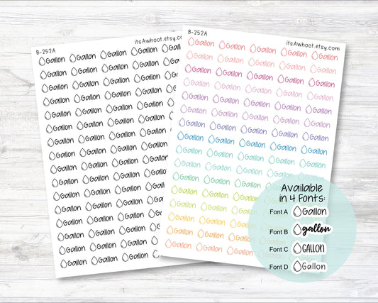 Gallon with Water Drop Check Box Stickers, Water Gallon Planner Stickers (B252)