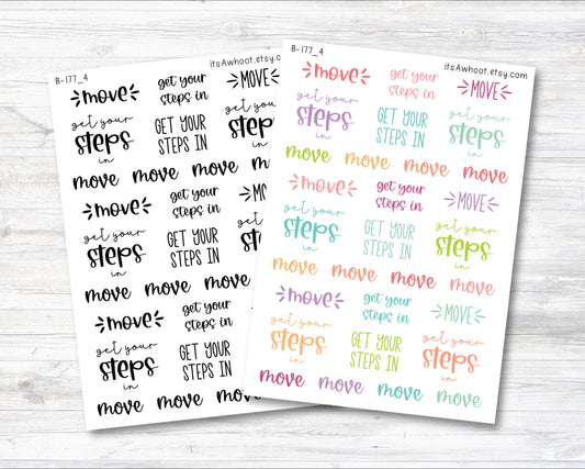 Steps, Move, Activity Motivation/Inspiration Script Stickers (B177_4)