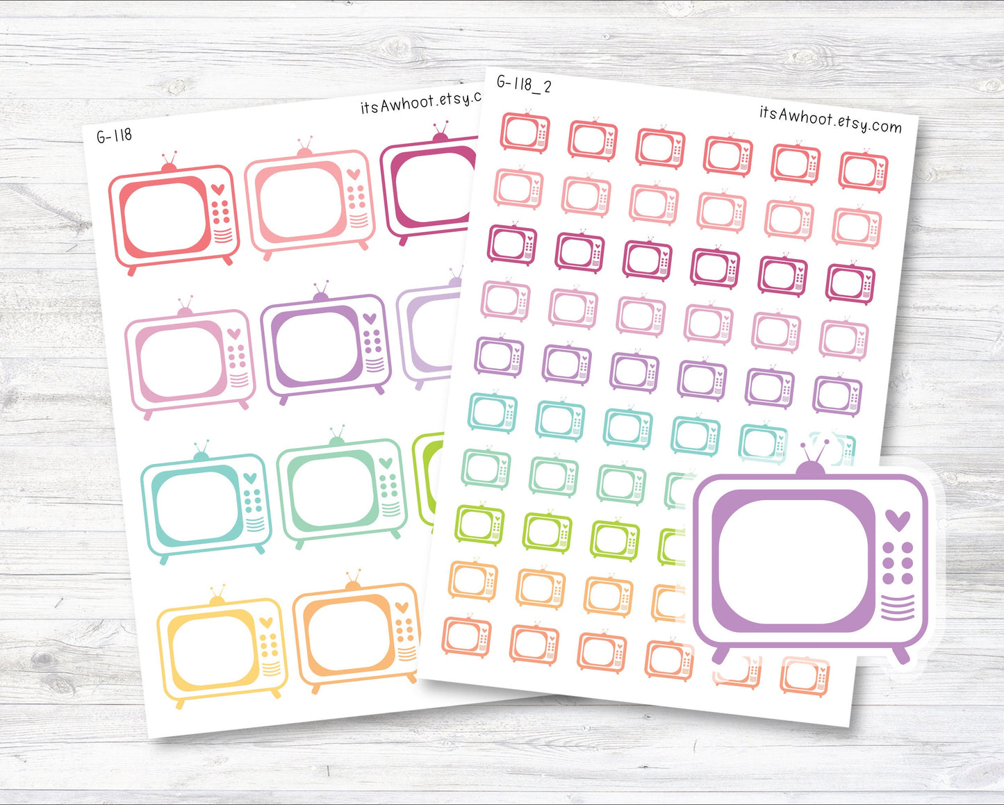 TV Planner Sticker, Retro TV Stickers (G118)