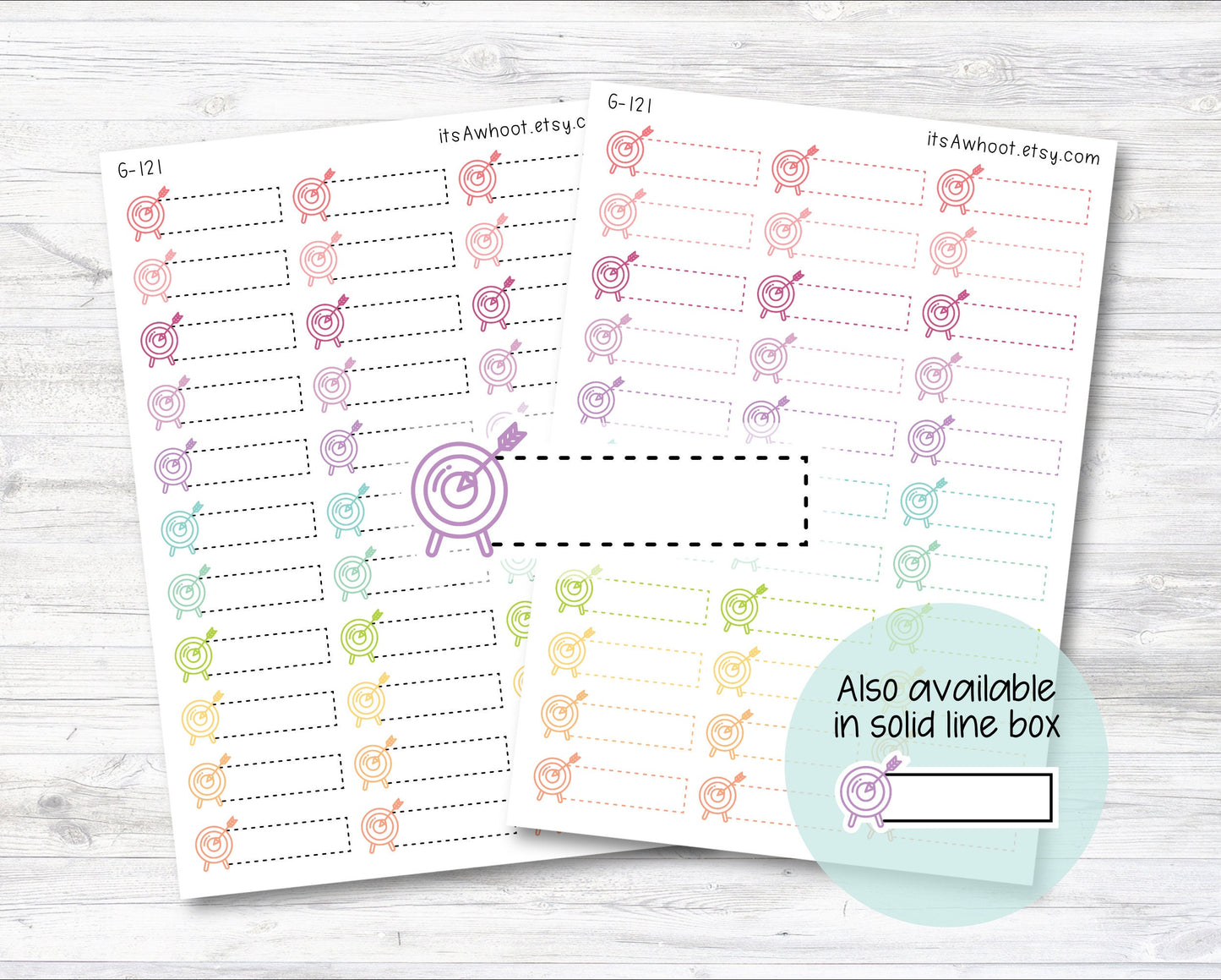 Archery Quarter Box Label Planner Stickers - Dash or Solid (G121)