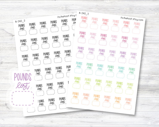 Pounds Lost Stickers, Pounds Lost Planner Stickers (B240_2)