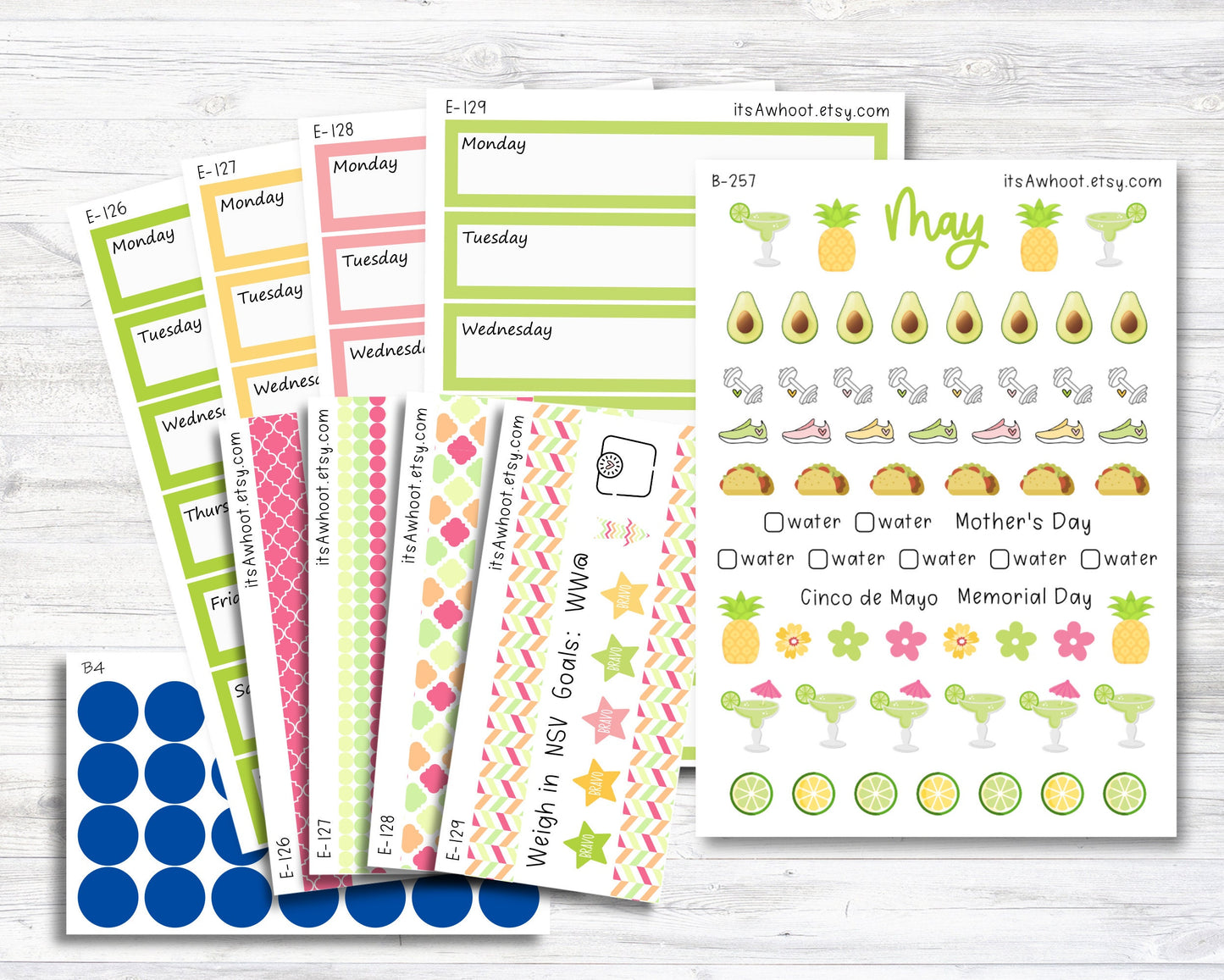 May Kit, Margarita Fiesta, Weight Loss Planner Stickers  (B257-May3)