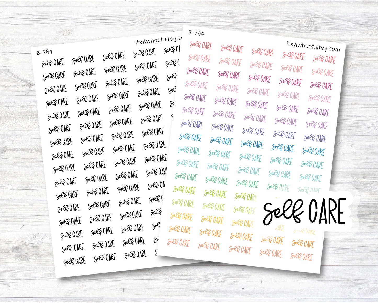 Self Care Mixed Script Stickers, Self Care Mixed Script Planner Stickers (B264)