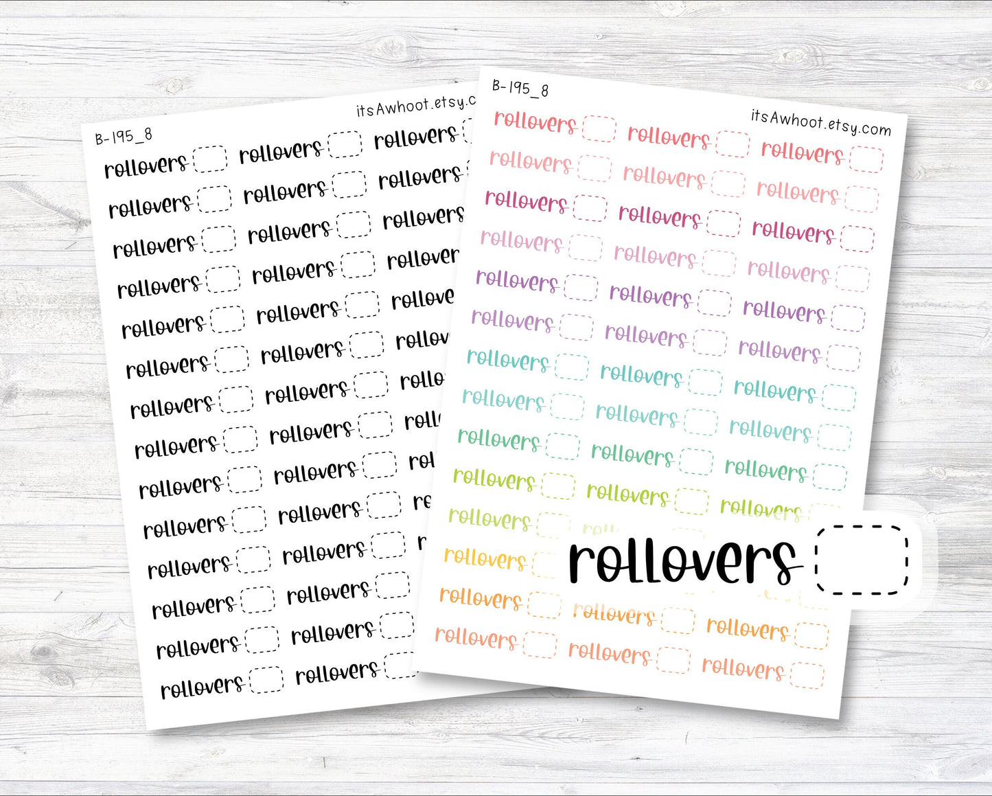 Rollovers Stickers, Rollovers Script Planner Stickers, Rollover Points Stickers (B195_8)