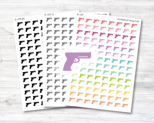 Gun Stickers, Shooting Range Planner Stickers, Gun Cleaning Planner Stickers, Handgun Stickers (G129)