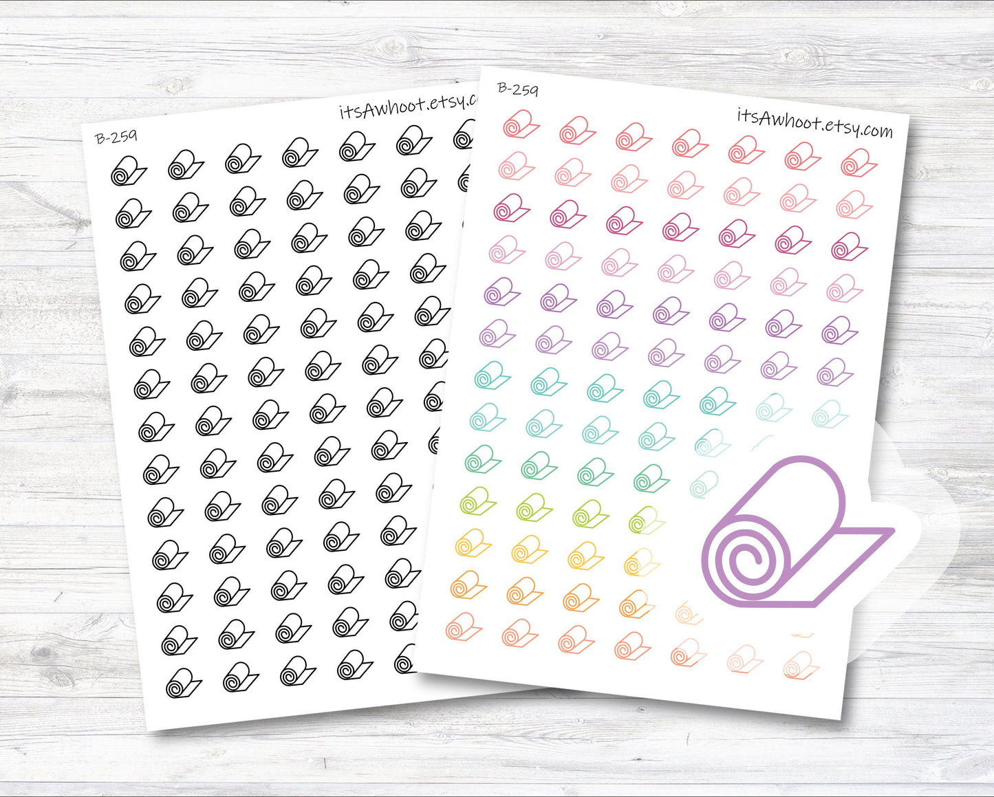 Yoga Mat Planner Stickers, Yoga Stickers, Yoga Mat Icon Stickers (B259)