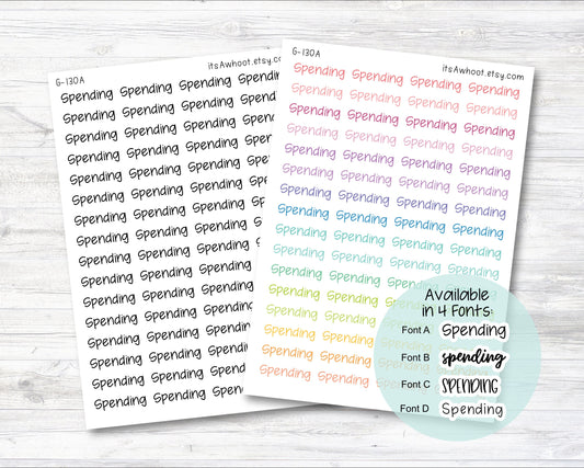 SPENDING Script Stickers, SPENDING Planner Stickers (G130)