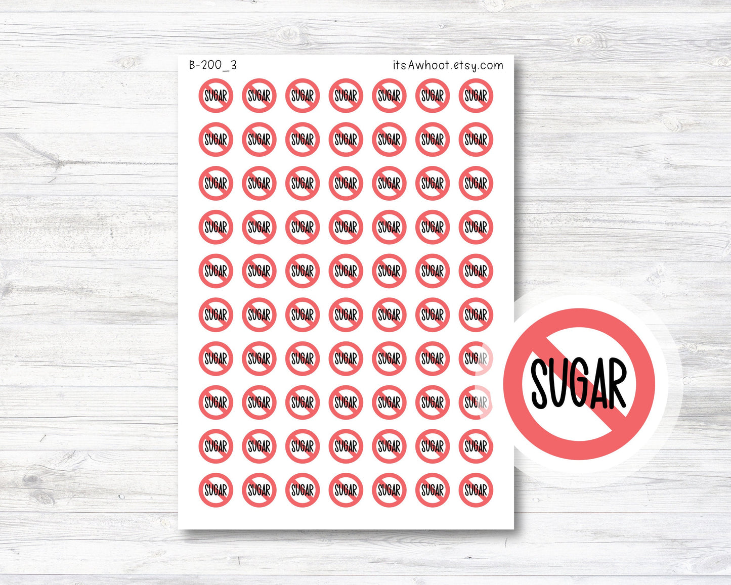 No Sugar Planner Stickers, No Sugar Sticker (B200_3)