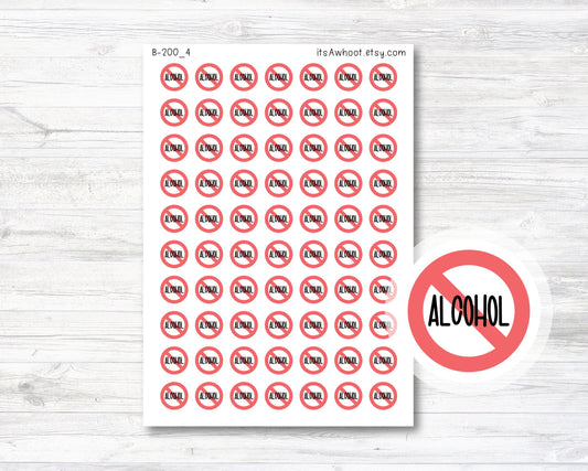 No Alcohol Planner Stickers, No Alcohol Sticker (B200_4)