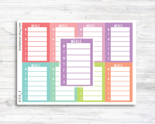 MEALS Planner Stickers, Sidebar Tracker Stickers (H014_3)