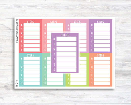 STEPS Planner Stickers, Sidebar Tracker Stickers (H014)