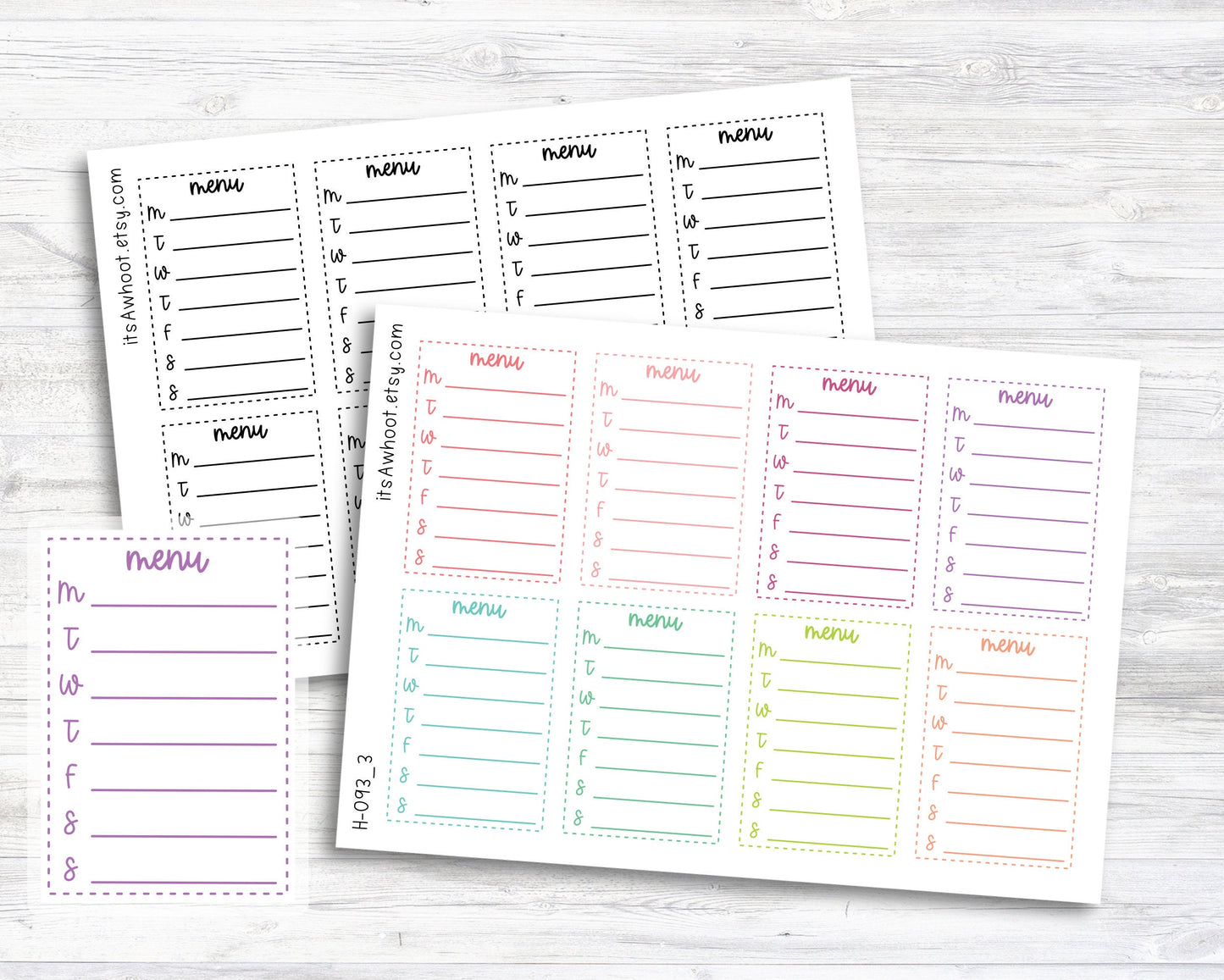 Menu Sidebar Stickers / Weekly Meal Plan / Weekly Menu - Dash Box (H093_3)