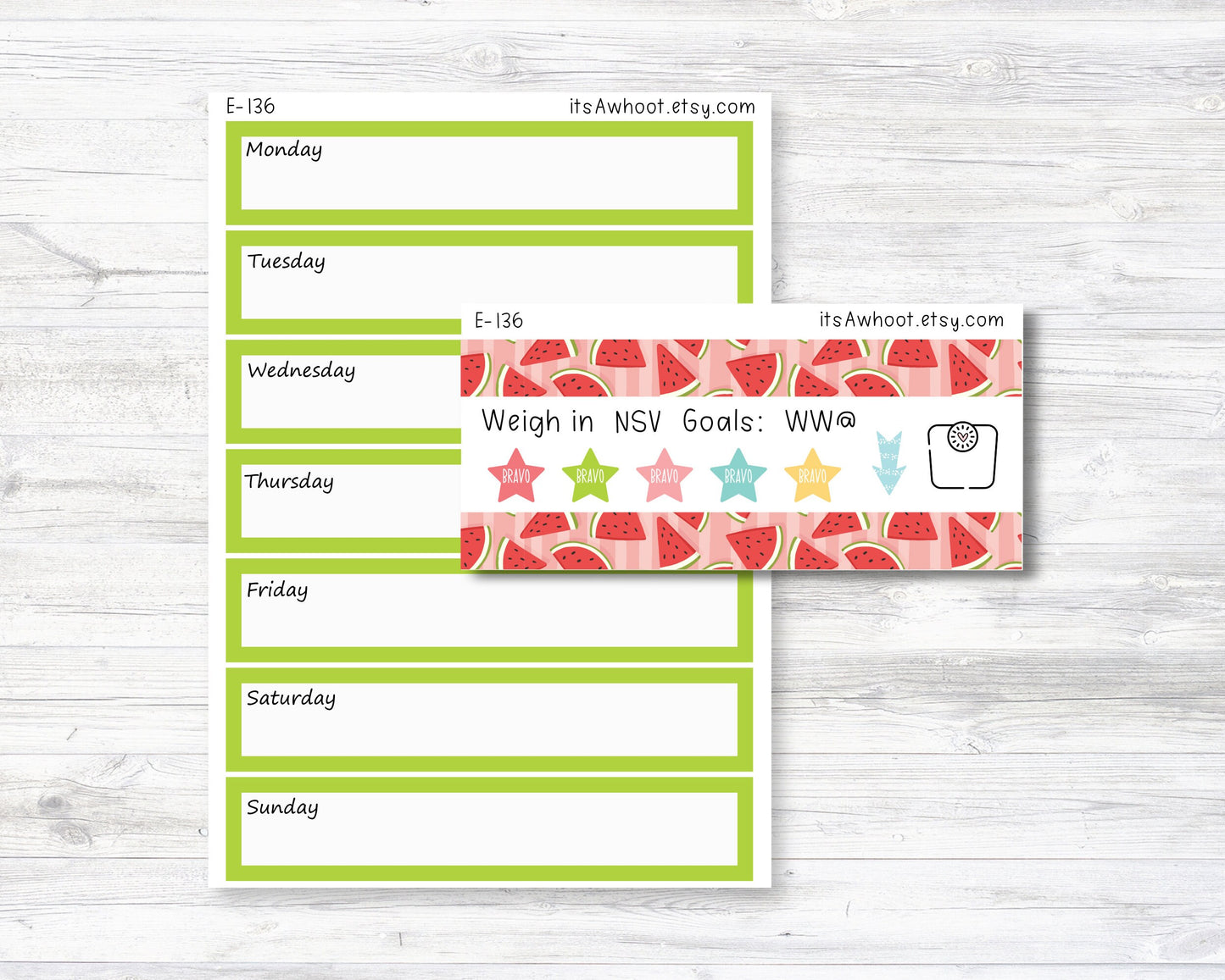 June Kit, Watermelon Summer, Weight Loss Planner Stickers  (B262-June3)