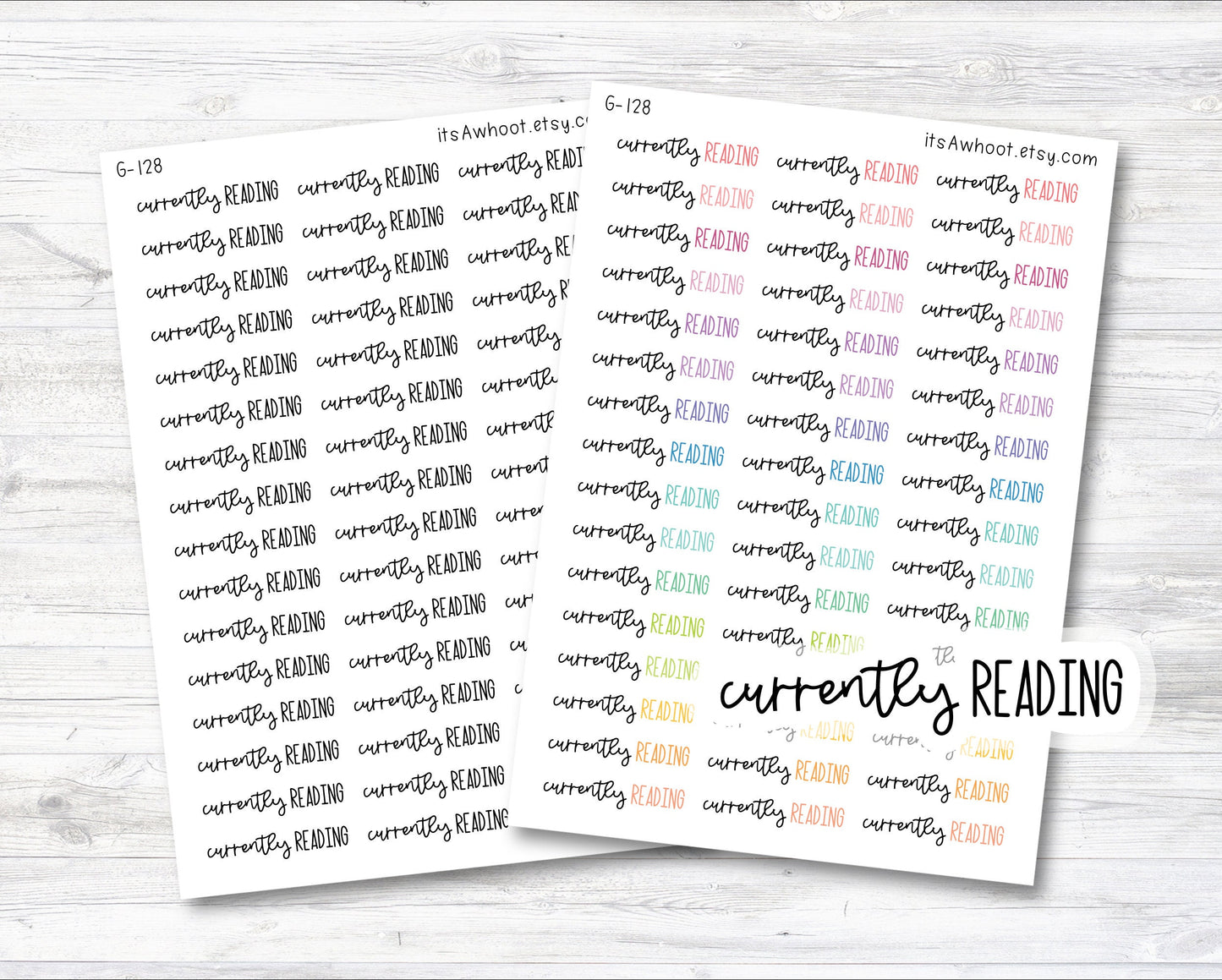 Currently Reading Mixed Script Planner Stickers (G128)