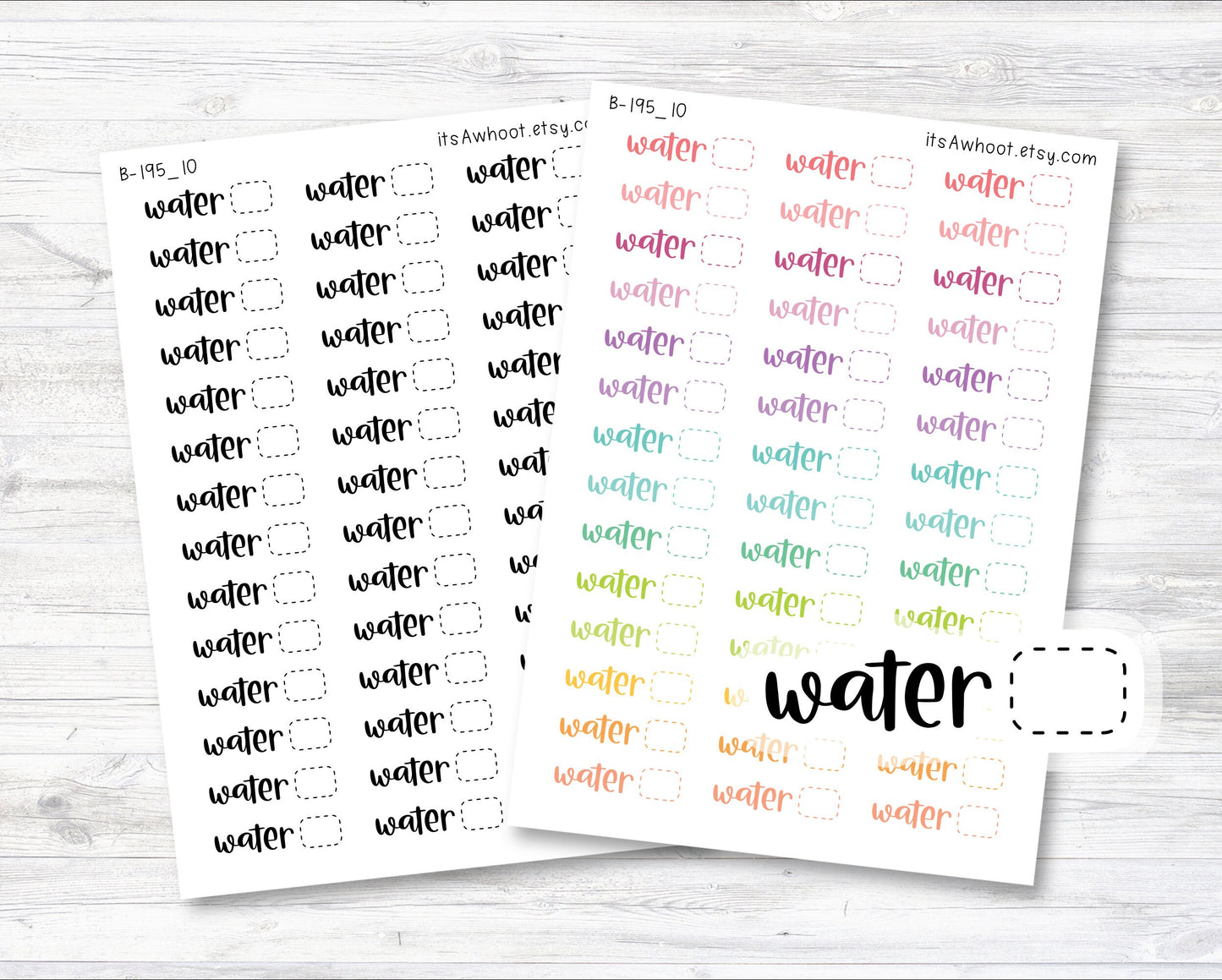 Water Stickers, Water Script Planner Stickers (B195_10)