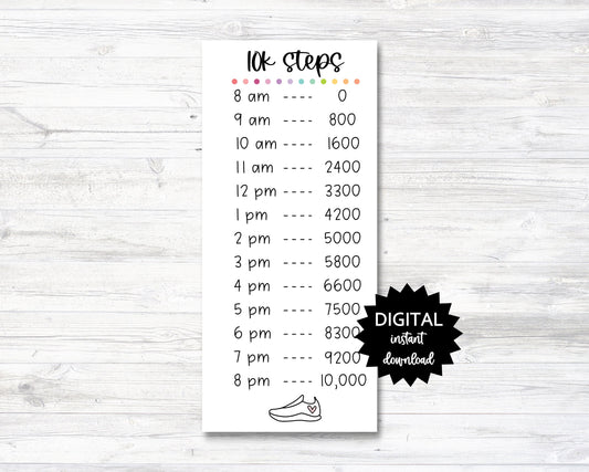 Guide to 10,000 Steps a Day - Happy Planner Insert - Half Sheet - Classic Size -PRINTABLE (N021)