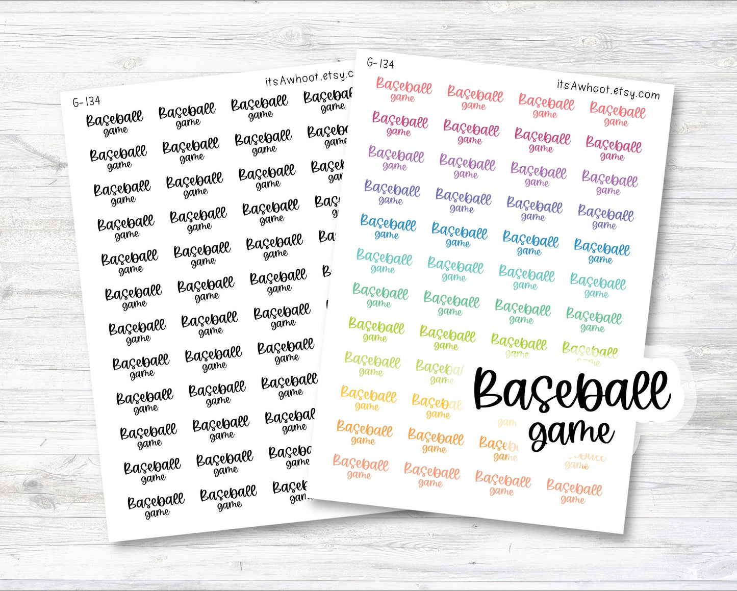 Baseball Game Script Planner Stickers (G134)