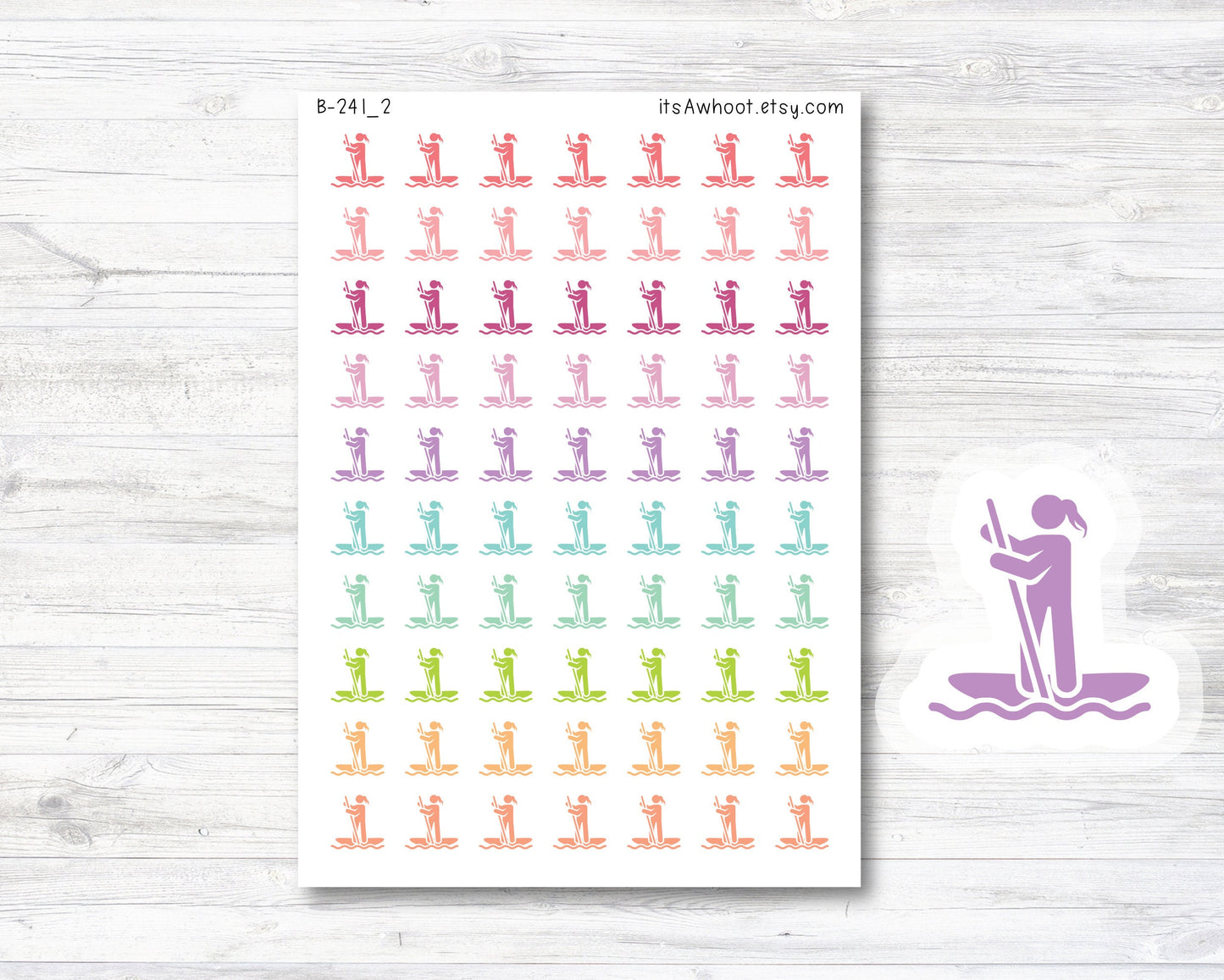 Stand Up Paddleboard Planner Stickers, Stand Up Paddleboard Stickers - Girl (B241_2)