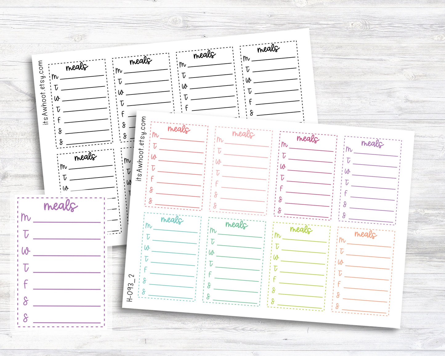 Meals Sidebar Stickers / Weekly Meal Plan / Weekly Menu - Dash Box (H093_2)