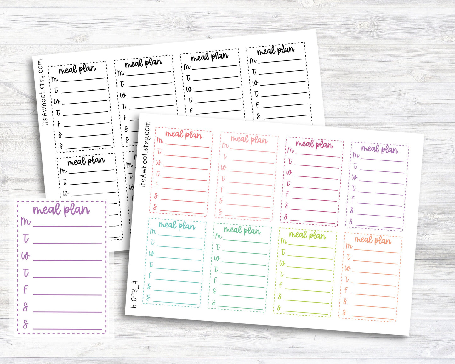 Meal Plan Sidebar Stickers / Weekly Meal Plan / Weekly Menu - Dash Box (H093_4)