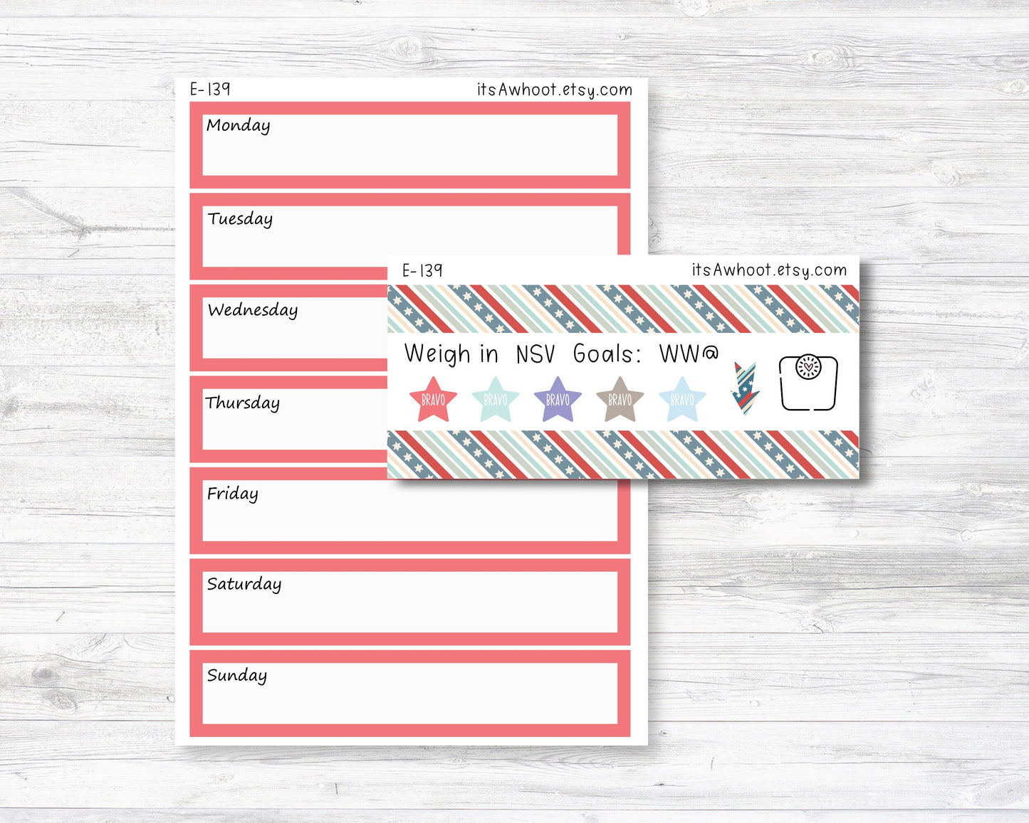 July Kit, Independence Day, Weight Loss Planner Stickers  (B056-July3)