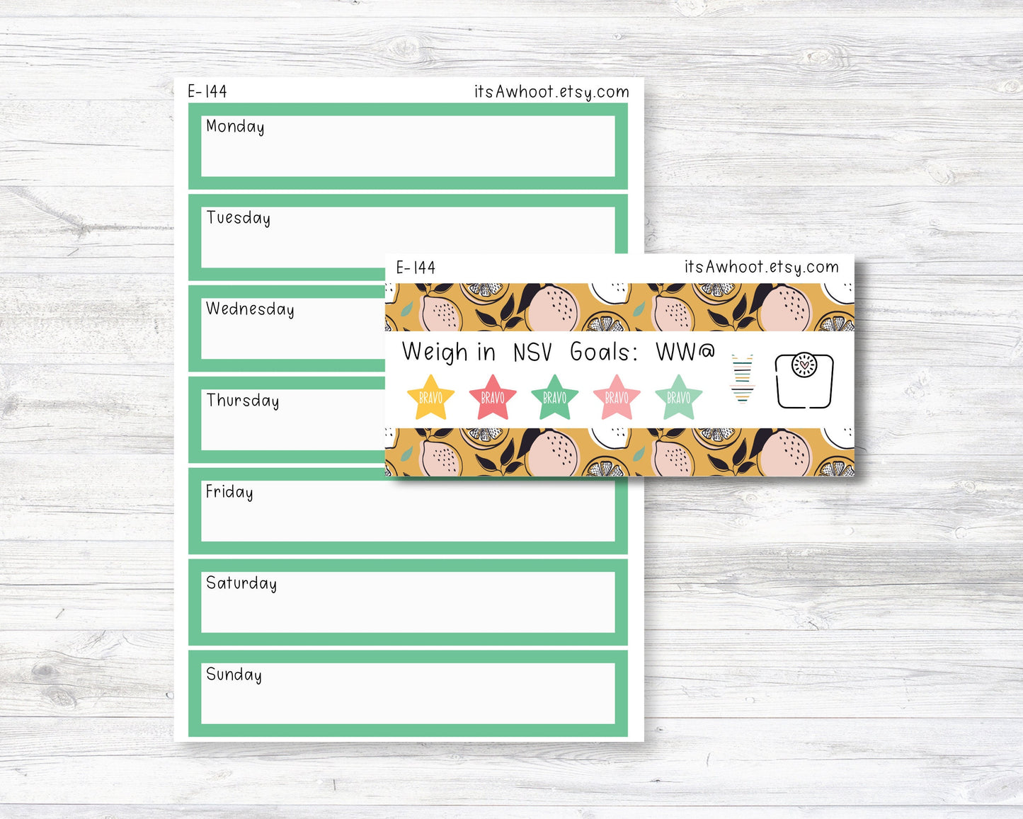 August Kit, Tropical Fruit Summer, Weight Loss Planner Stickers  (B266-August3)