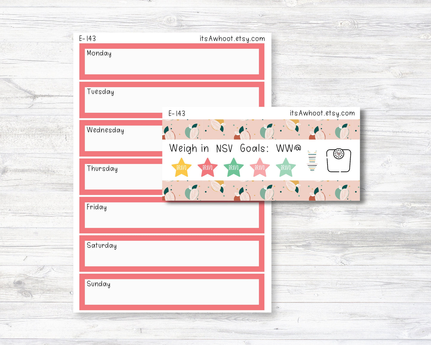 August Kit, Tropical Fruit Summer, Weight Loss Planner Stickers  (B266-August3)