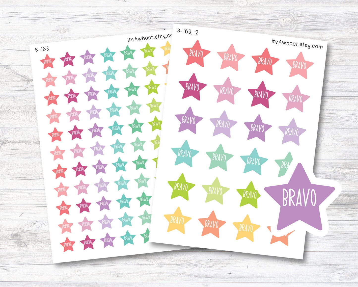 Bravo Star Planner Stickers - Rainbow - .5" or 1" (B163)