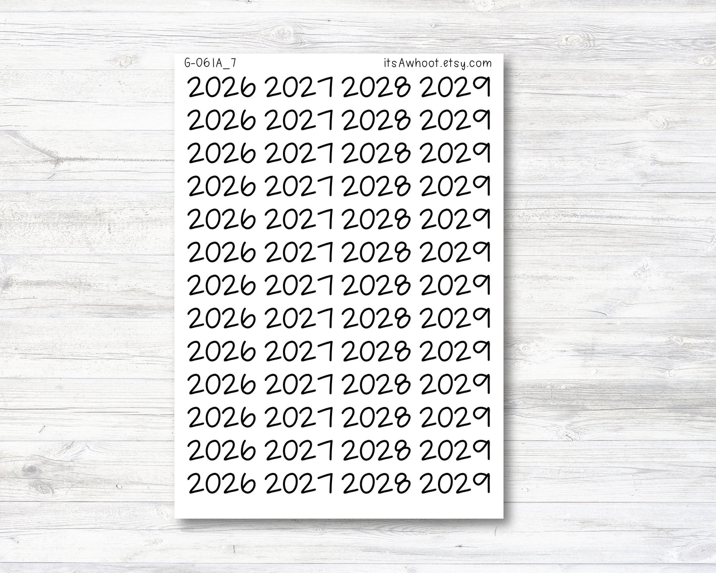 Year Script Planner Stickers - 2026-2029 / 2026, 2027, 2028, 2029 Stickers (G061_7)