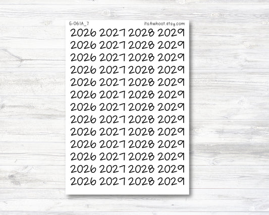 Year Script Planner Stickers - 2026-2029 / 2026, 2027, 2028, 2029 Stickers (G061_7)