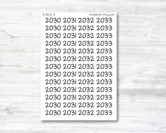 Year Script Planner Stickers - 2030-2033 / 2030, 2031, 2032, 2033 Stickers (G061_8)